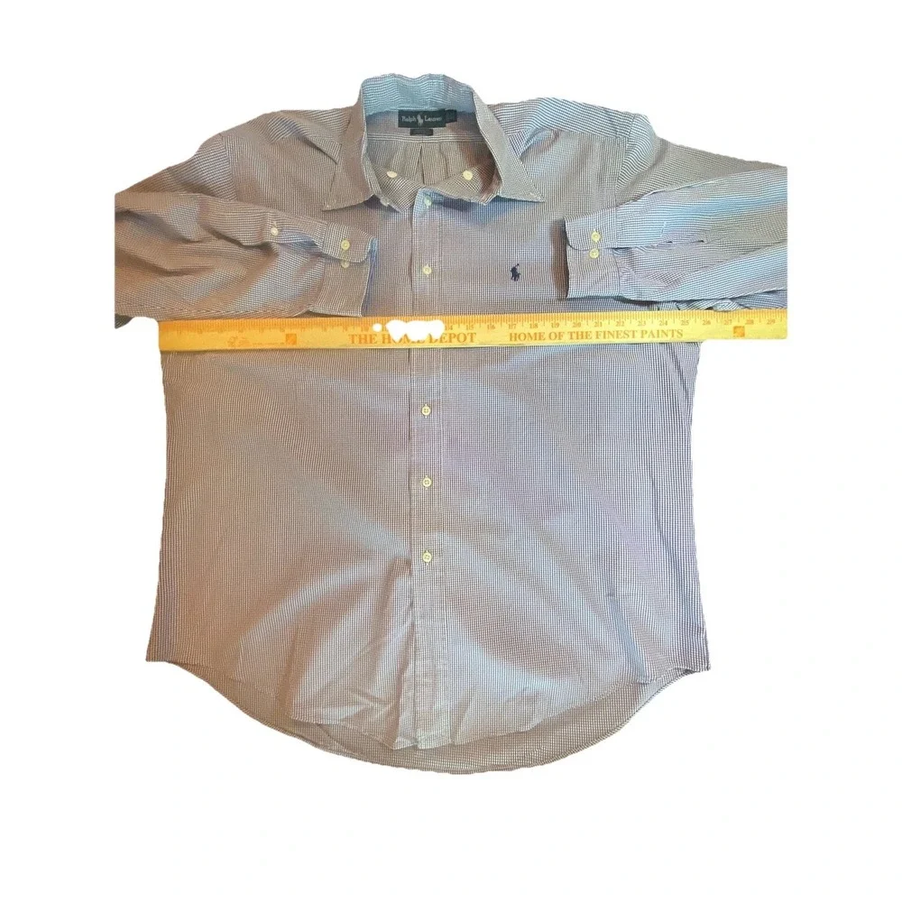Polo Ralph Lauren Shirt Mens 16.5 Long Sleeve Button Down Blue Plaid Lightweight